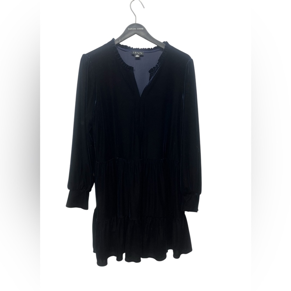 1. State navy blue velvet dress‎